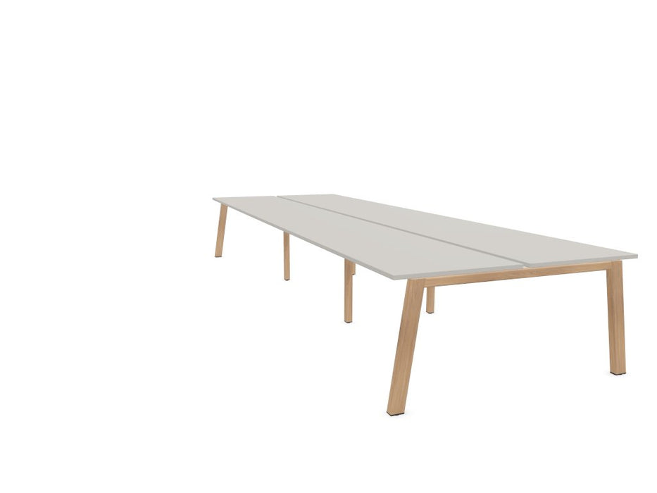 Vital Plus 300 Bench Desk - Wooden Leg BENCH DESKS Actiu Coco Grey/Chestnut 4200mm x 1600mm None