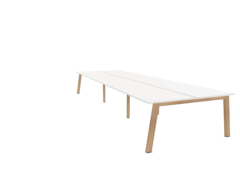 Vital Plus 300 Bench Desk - Wooden Leg BENCH DESKS Actiu White/Chestnut 4200mm x 1600mm None