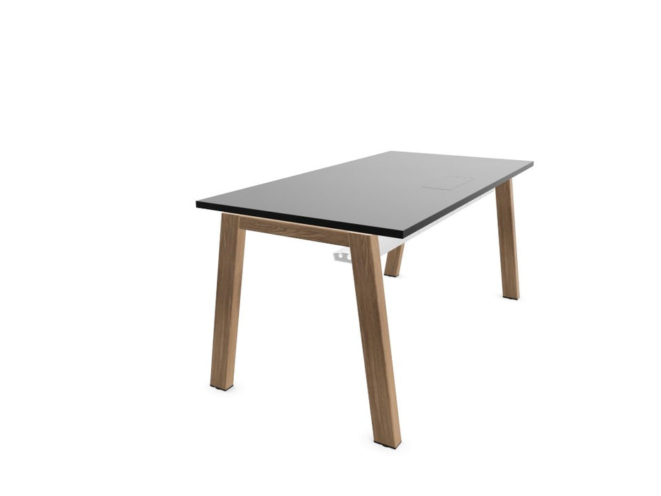 Vital Plus 300 individual desks - wooden leg Rectangular Office Desks Actiu Chestnut/Black Cable Access + Tray 1400mm x 800mm