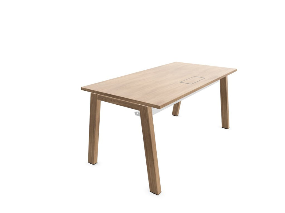 Vital Plus 300 individual desks - wooden leg Rectangular Office Desks Actiu Chestnut/Chestnut Cable Access + Tray 1400mm x 800mm