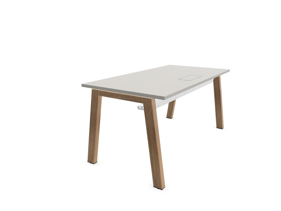 Vital Plus 300 individual desks - wooden leg Rectangular Office Desks Actiu Chestnut/Coco Grey Cable Access + Tray 1400mm x 800mm