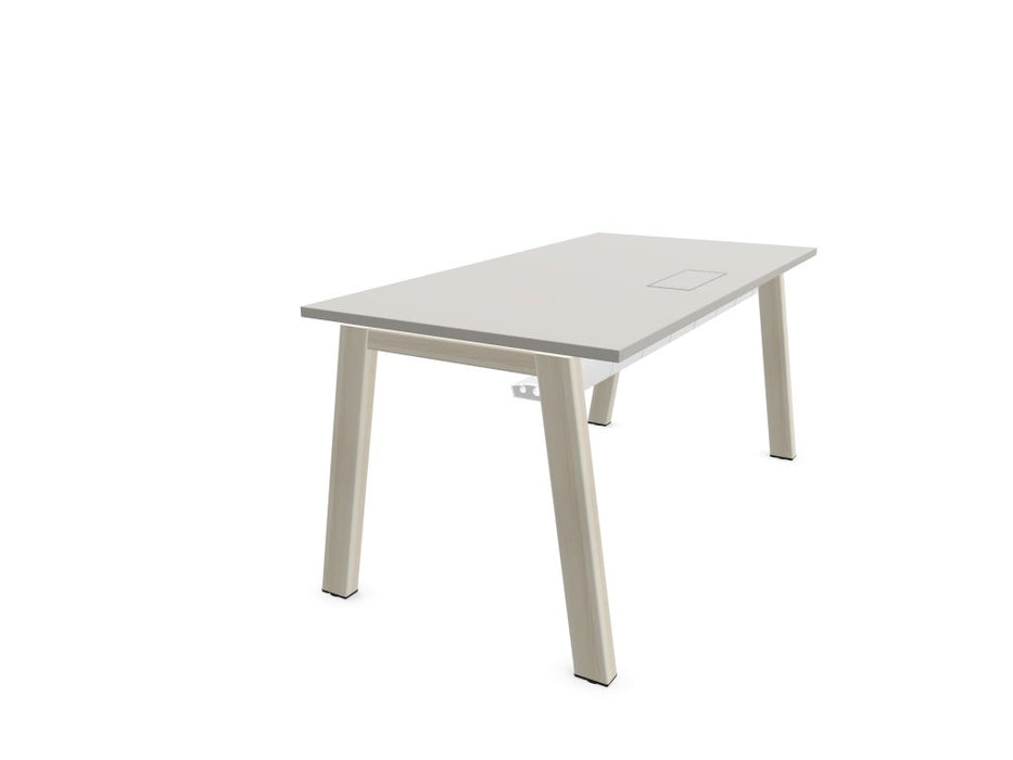 Vital Plus 300 individual desks - wooden leg Rectangular Office Desks Actiu Lime Oak/Coco Grey Cable Access + Tray 1400mm x 800mm