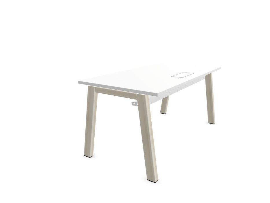 Vital Plus 300 individual desks - wooden leg Rectangular Office Desks Actiu Lime Oak/White Cable Access + Tray 1400mm x 800mm