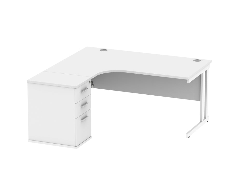 Workwise Double Upright Left Hand Corner Desk + Desk High Pedestal Furniture TC GROUP 1600X1200 Arctic White White