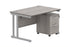 Workwise Double Upright Rectangular Desk + 2 Drawer Mobile Under Desk Pedestal Furniture TC GROUP 1200X800 Alaskan Grey Oak/Silver 