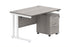Workwise Double Upright Rectangular Desk + 2 Drawer Mobile Under Desk Pedestal Furniture TC GROUP 1200X800 Alaskan Grey Oak/White 