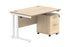 Workwise Double Upright Rectangular Desk + 2 Drawer Mobile Under Desk Pedestal Furniture TC GROUP 1200X800 Canadian Oak/White 