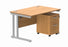 Workwise Double Upright Rectangular Desk + 2 Drawer Mobile Under Desk Pedestal Furniture TC GROUP 1200X800 Norwegian Beech/Silver 