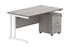 Workwise Double Upright Rectangular Desk + 2 Drawer Mobile Under Desk Pedestal Furniture TC GROUP 1400X800 Alaskan Grey Oak/White 