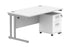 Workwise Double Upright Rectangular Desk + 2 Drawer Mobile Under Desk Pedestal Furniture TC GROUP 1400X800 Arctic White/Silver 