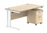 Workwise Double Upright Rectangular Desk + 2 Drawer Mobile Under Desk Pedestal Furniture TC GROUP 1400X800 Canadian Oak/White 