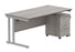 Workwise Double Upright Rectangular Desk + 2 Drawer Mobile Under Desk Pedestal Furniture TC GROUP 1600X800 Alaskan Grey Oak/Silver 