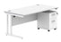Workwise Double Upright Rectangular Desk + 2 Drawer Mobile Under Desk Pedestal Furniture TC GROUP 1600X800 Arctic White/White 