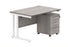 Workwise Double Upright Rectangular Office Desk + 3 Drawer Mobile Under Desk Pedestal Furniture TC GROUP 1200X800 Alaskan Grey Oak/White 