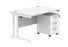 Workwise Double Upright Rectangular Office Desk + 3 Drawer Mobile Under Desk Pedestal Furniture TC GROUP 1200X800 Arctic White/White 