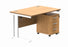 Workwise Double Upright Rectangular Office Desk + 3 Drawer Mobile Under Desk Pedestal Furniture TC GROUP 1200X800 Norwegian Beech/White 