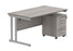 Workwise Double Upright Rectangular Office Desk + 3 Drawer Mobile Under Desk Pedestal Furniture TC GROUP 1400X800 Alaskan Grey Oak/Silver 