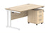 Workwise Double Upright Rectangular Office Desk + 3 Drawer Mobile Under Desk Pedestal Furniture TC GROUP 1400X800 Canadian Oak/White 