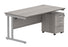 Workwise Double Upright Rectangular Office Desk + 3 Drawer Mobile Under Desk Pedestal Furniture TC GROUP 1600X800 Alaskan Grey Oak/Silver 