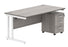 Workwise Double Upright Rectangular Office Desk + 3 Drawer Mobile Under Desk Pedestal Furniture TC GROUP 1600X800 Alaskan Grey Oak/White 