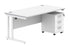 Workwise Double Upright Rectangular Office Desk + 3 Drawer Mobile Under Desk Pedestal Furniture TC GROUP 1600X800 Arctic White/White 