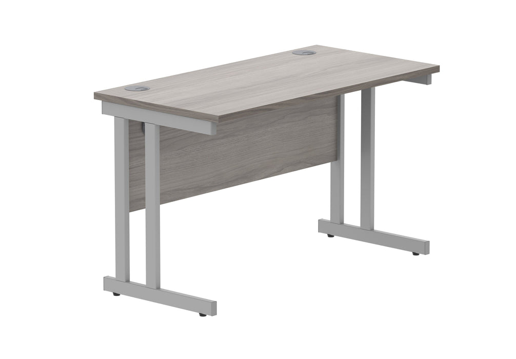 Workwise Office Rectangular Desk With Steel Double Upright Cantilever Frame Furniture TC GROUP 1200X600 Alaskan Oak/Silver 