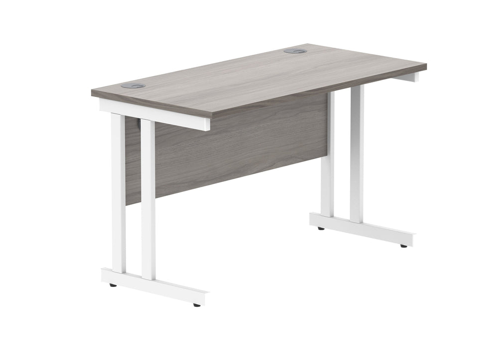 Workwise Office Rectangular Desk With Steel Double Upright Cantilever Frame Furniture TC GROUP 1200X600 Alaskan Oak/White 
