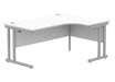 Workwise Office Right Hand Corner Desk With Steel Double Upright Cantilever Frame Furniture TC GROUP 1600X1200 Arctic White/Silver 