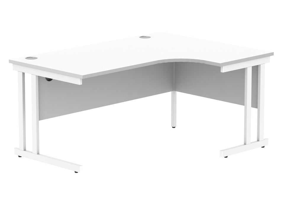 Workwise Office Right Hand Corner Desk With Steel Double Upright Cantilever Frame Furniture TC GROUP 1600X1200 Arctic White/White 