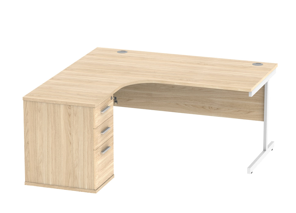 Workwise Single Upright Left Hand Radial Desk + Desk High Pedestal Furniture TC GROUP 