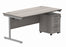 Workwise Single Upright Rectangular Desk + 3 Drawer Mobile Under Desk Pedestal Furniture TC GROUP 