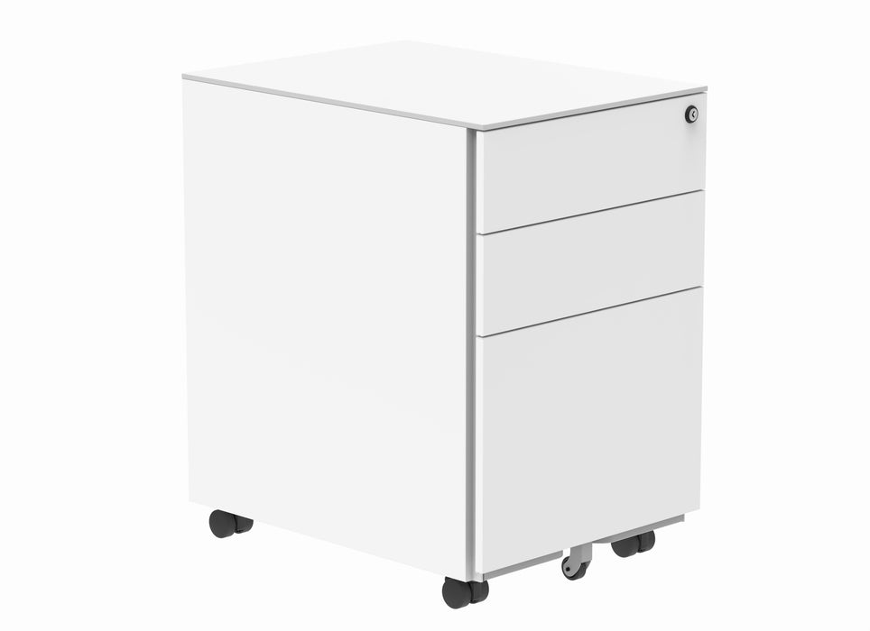 Workwise Steel Mobile Under Desk Office Storage Unit Furniture TC GROUP 3 Drawers White 