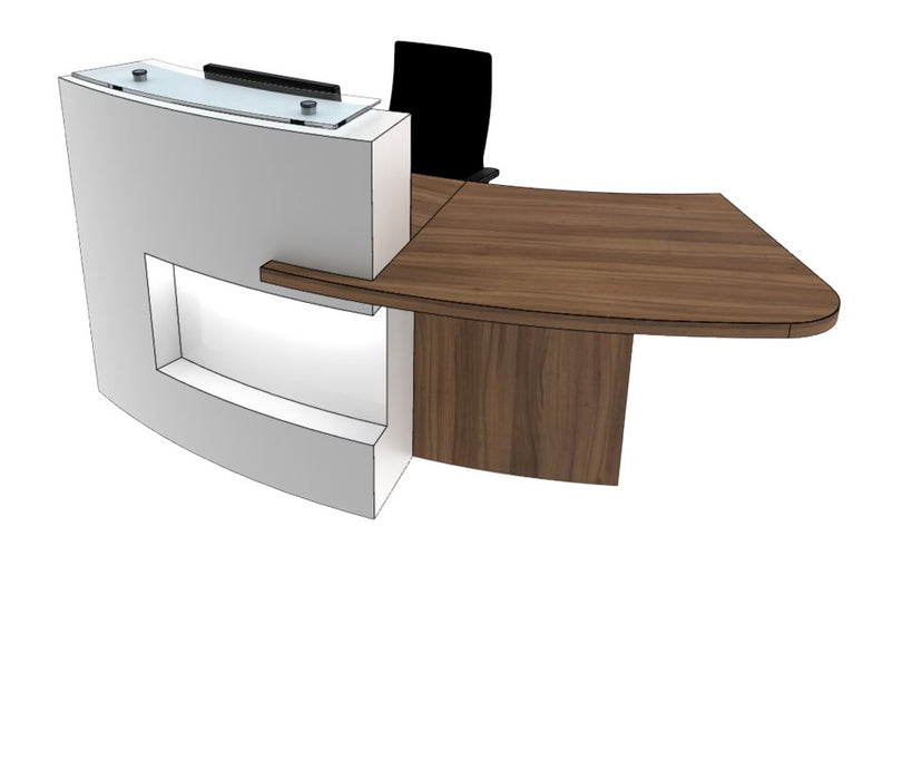 Xpression Curved Reception Desk Reception Desks Clarke Rendall Left Hand H1150 x W2320 x D823mm W1001 Solid Premium White 