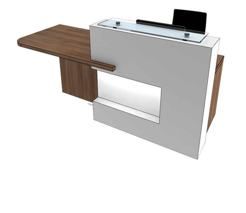 Xpression Reception Desk Reception Desks Clarke Rendall Right Hand H1150 x W2400 x D820mm W1001 Solid Premium White 