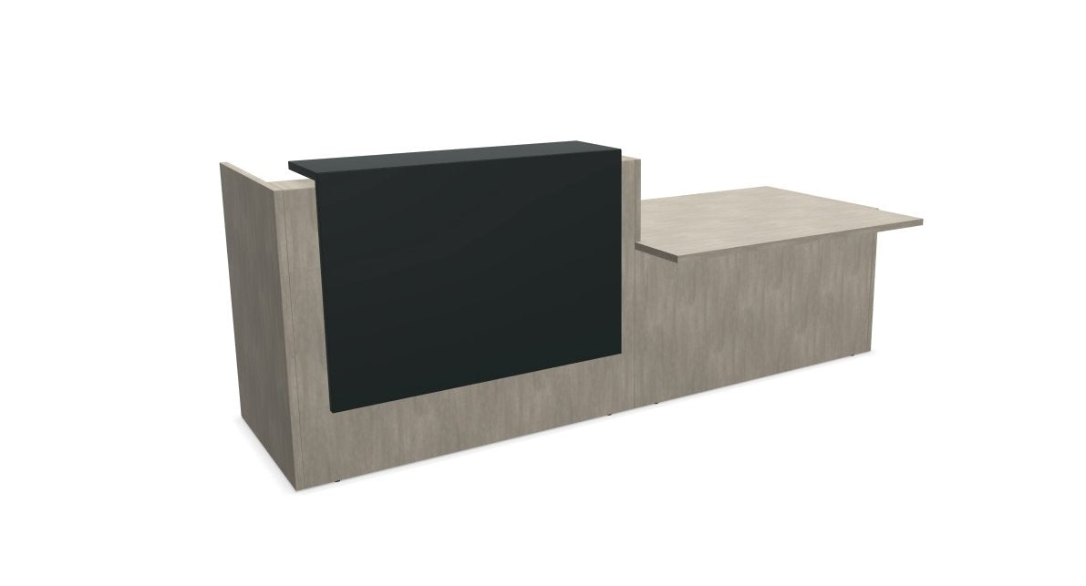 Z2 Lacquered front Reception Desk with DDA right hand Reception Desk Quadrifoglio 2850mm Concrete Anthracite