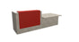 Z2 Lacquered front Reception Desk with DDA right hand Reception Desk Quadrifoglio 2850mm Concrete Flame Red