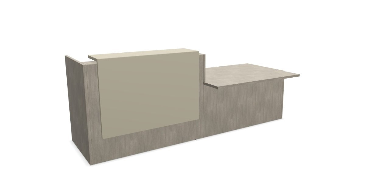 Z2 Lacquered front Reception Desk with DDA right hand Reception Desk Quadrifoglio 2850mm Concrete Silk Grey
