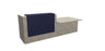Z2 Lacquered front Reception Desk with DDA right hand Reception Desk Quadrifoglio 2850mm Concrete Violet Blue