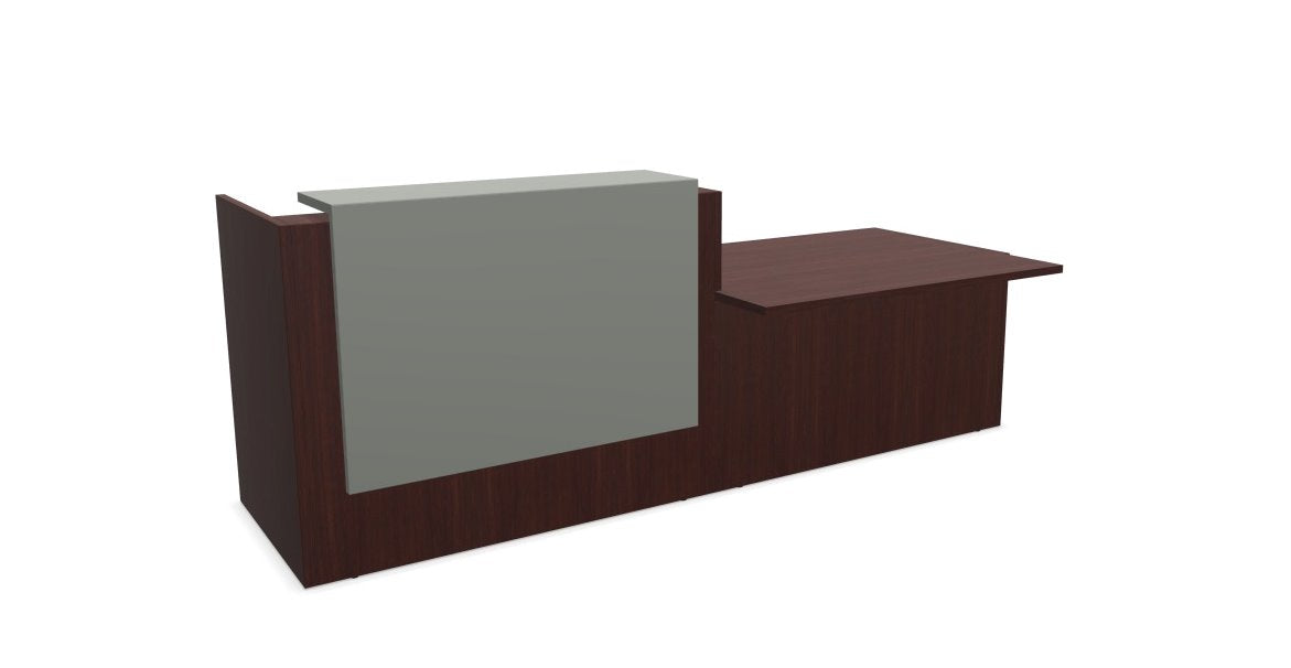 Z2 Lacquered front Reception Desk with DDA right hand Reception Desk Quadrifoglio 2850mm Wenge Signal Grey