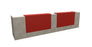 Z2 Large Straight Reception Desk Reception Desk Quadrifoglio 3650mm Concrete Flame Red