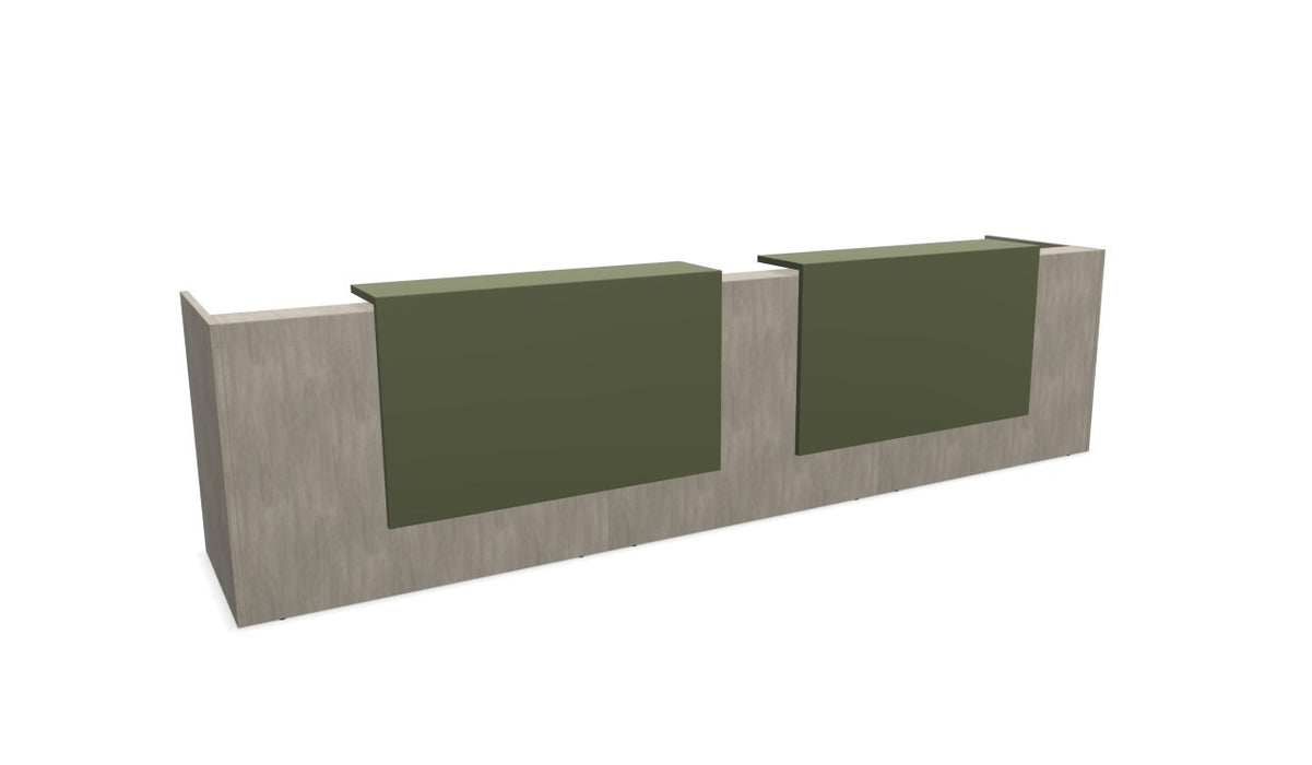 Z2 Large Straight Reception Desk Reception Desk Quadrifoglio 3650mm Concrete Green
