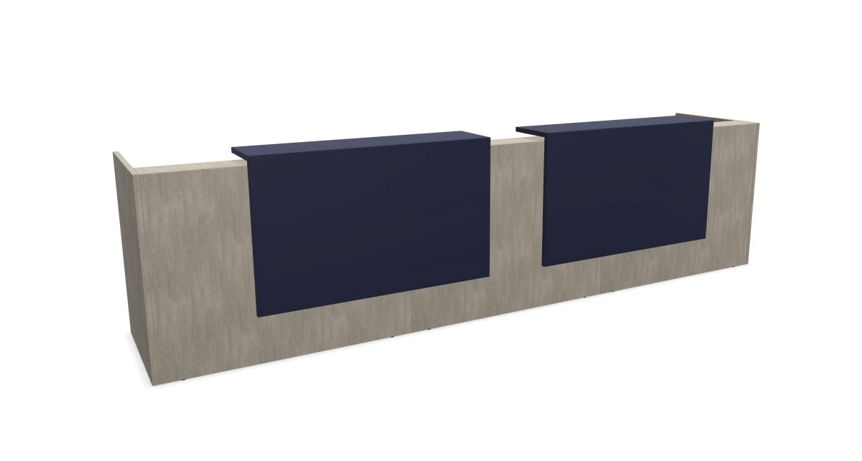 Z2 Large Straight Reception Desk Reception Desk Quadrifoglio 3650mm Concrete Violet Blue