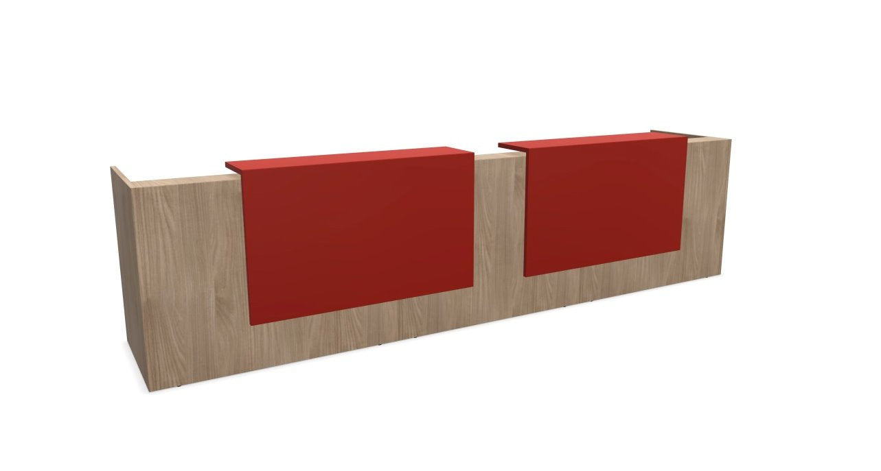 Z2 Large Straight Reception Desk Reception Desk Quadrifoglio 3650mm Elm Flame Red