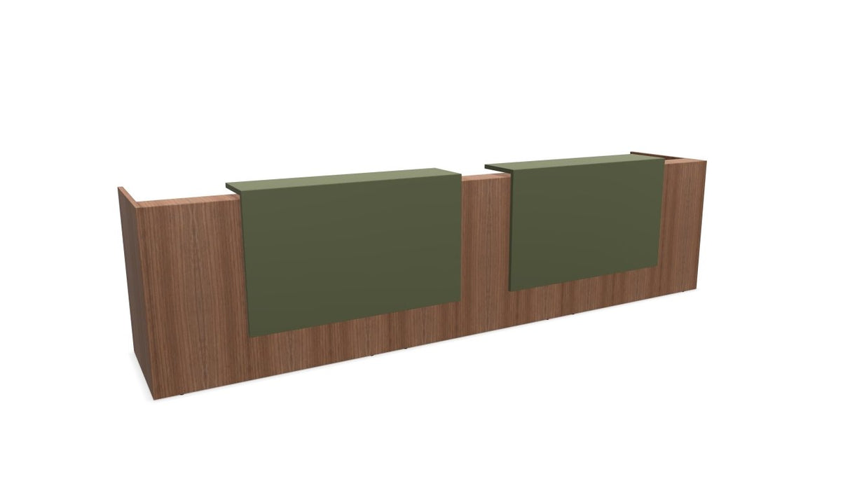 Z2 Large Straight Reception Desk Reception Desk Quadrifoglio 3650mm Walnut Green