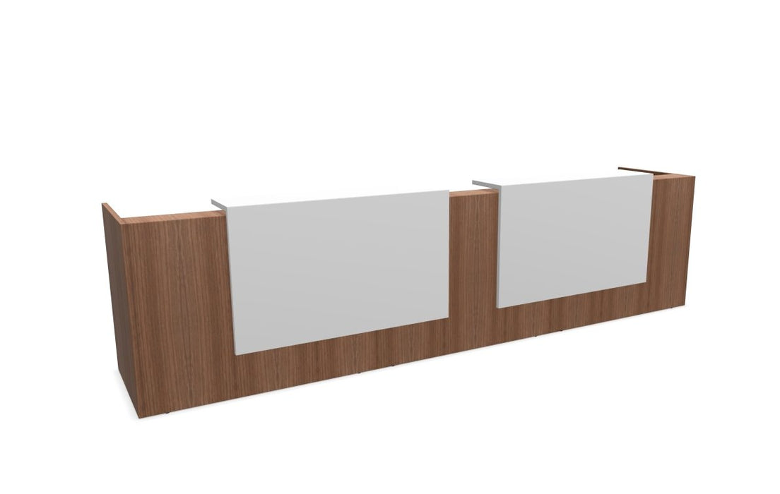 Z2 Large Straight Reception Desk Reception Desk Quadrifoglio 3650mm Walnut White