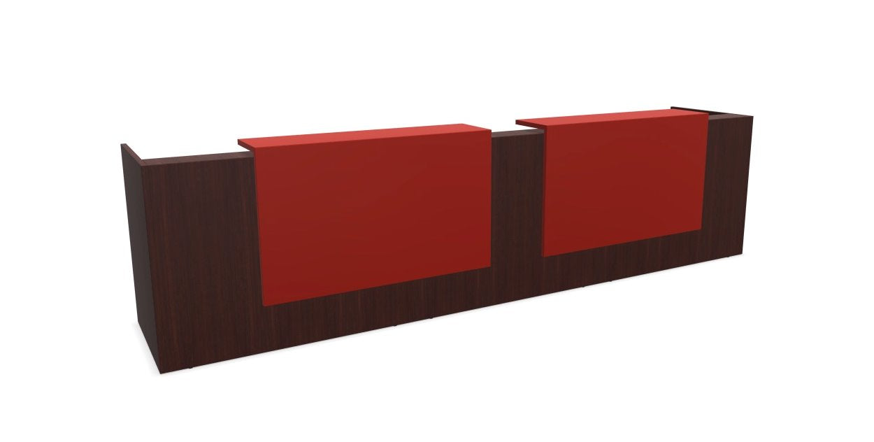 Z2 Large Straight Reception Desk Reception Desk Quadrifoglio 3650mm Wenge Flame Red