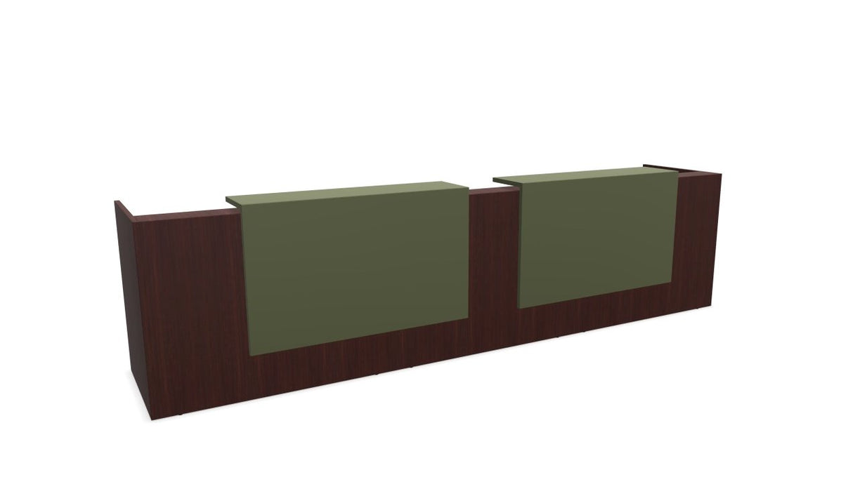 Z2 Large Straight Reception Desk Reception Desk Quadrifoglio 3650mm Wenge Green