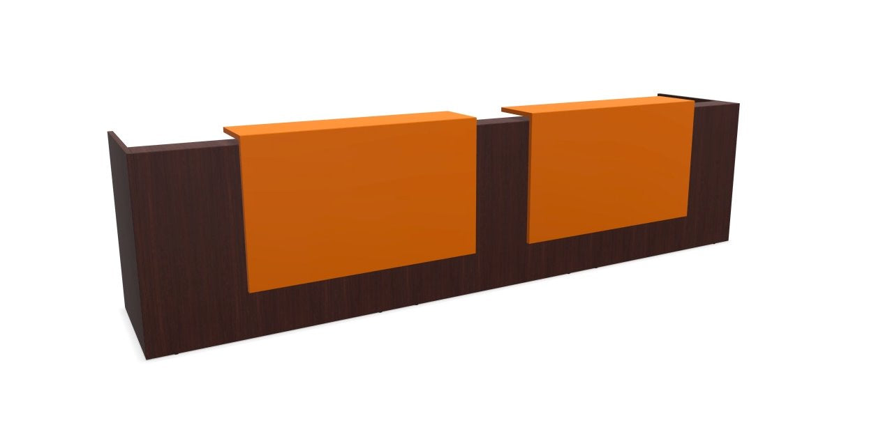 Z2 Large Straight Reception Desk Reception Desk Quadrifoglio 3650mm Wenge Orange