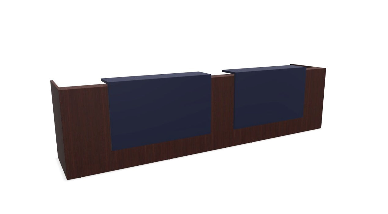 Z2 Large Straight Reception Desk Reception Desk Quadrifoglio 3650mm Wenge Violet Blue