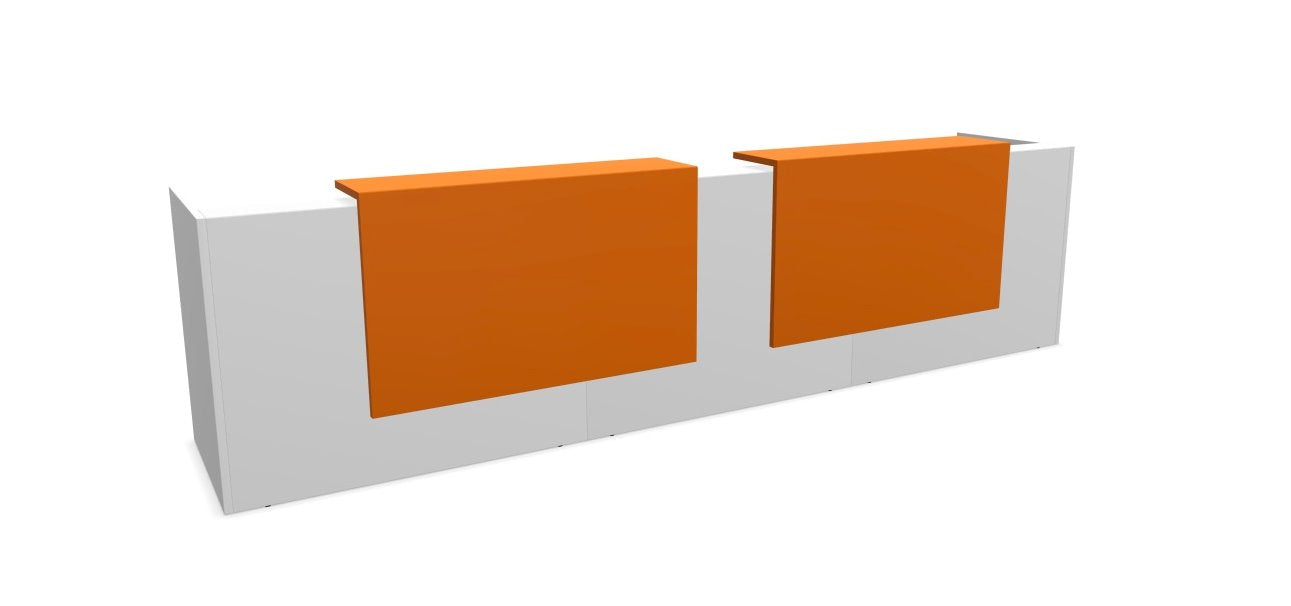 Z2 Large Straight Reception Desk Reception Desk Quadrifoglio 3650mm White Orange